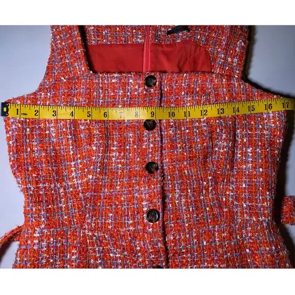 Ann Taylor - Orange Tweed Tank Dress - Size 2 Petite - Picture 7 of 10